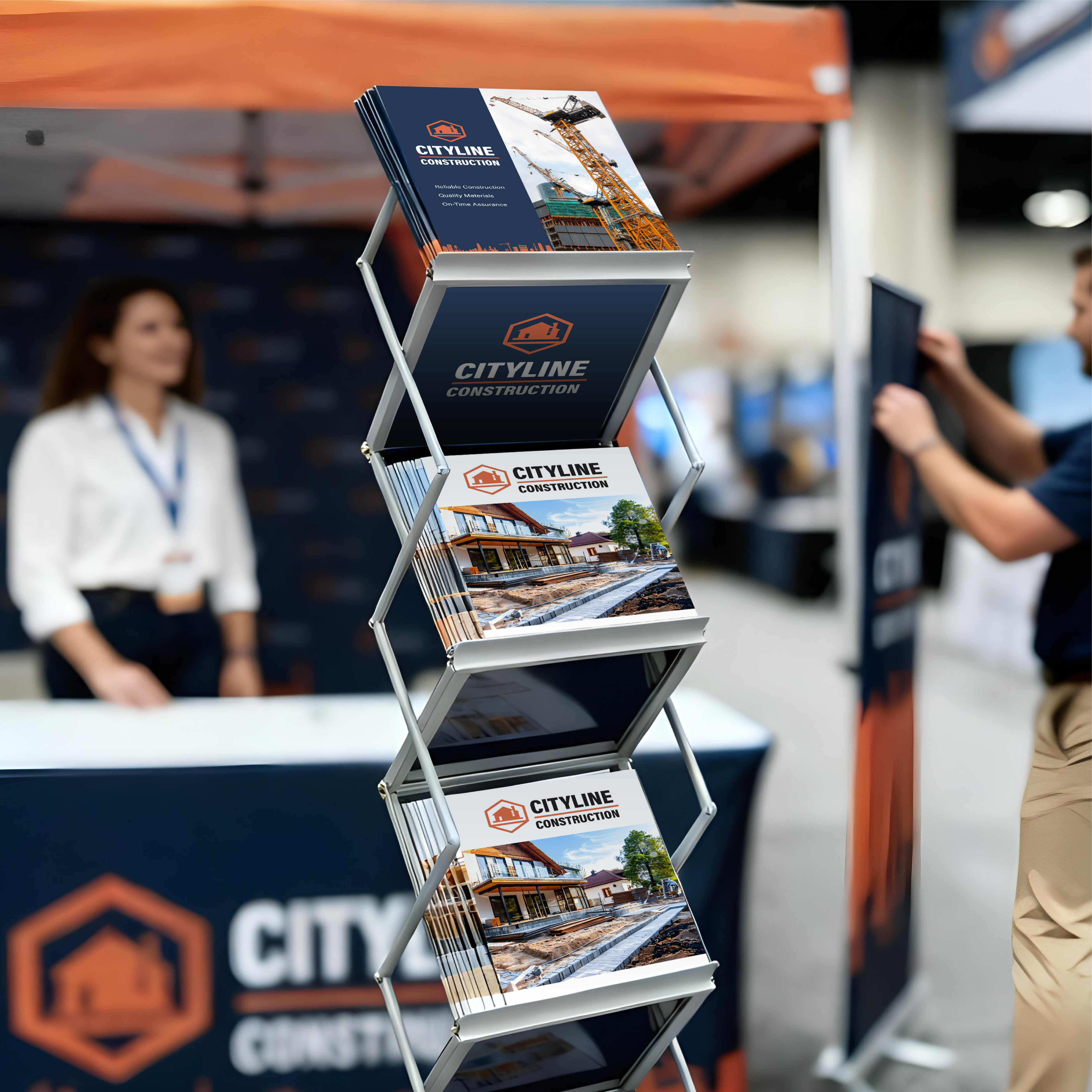 Portable literature display at a trade show